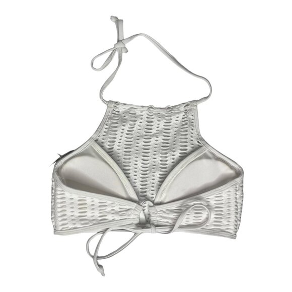 No Boundaries Tank Top Halter Womens Large White Embroidered Tie Back New - Picture 2 of 7